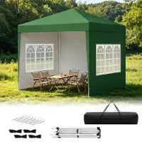 Eikuavons Faziango Pavillon 3x3 m mit Seitenwänden und Fenstern, Pop-Up Faltpavillon mit wasserdichtem 210D-Oxforddach, UV-Schutz 50+, höhenverstellbar, Tragetasche, Grün