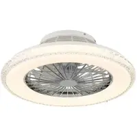 Globo Deckenventilator Deckenlampe dimmbar Kristalle Fernbedienung Vor-Rücklauf LED