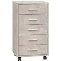 Helloshop26 - Moderner Schubladenschrank mit Rollen 33 x 38 x 63 cm praktisch und flexibel Holzwerkstoff Betongrau