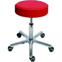 Stier Drehhocker mit Rollen Sitzhöhe 540-720mm Kunstleder gepolstert Rot