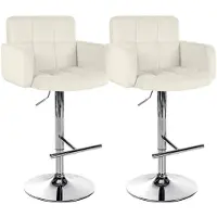 CLP 2er Set Barhocker Los Angeles Samtbezug höhenverstellbar drehbar bis 150 kg | Farbe creme Gestell Farbe chrom