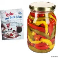 MamboCat Einmachglas 1,7L Vorratsglas TO100 Deckel gold Rezeptheft Einkochen