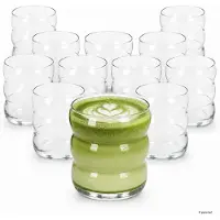 MamboCat 12er Set MATCHA Trinkgläser 360ml mit Wellendesign – 3000490