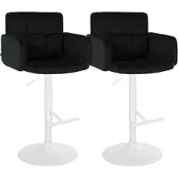 CLP 2er Set Barhocker Los Angeles Samtbezug höhenverstellbar drehbar bis 150 kg | Farbe schwarz Gestell Farbe weiß