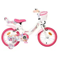 Volare Unicorn Kinderfahrrad für Mädchen, 14 Zoll, Weiß, Zwei Handbremsen
