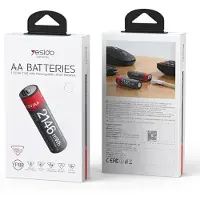 Yes I Do Yesido, 4x AA Batterien Lithium 1430mAh 1.5V 2146mWh Wiederaufladbar USB-C, Schwarz / Rot