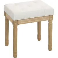HOMCOM SITZHOCKER Polyester Gummiholz Beige