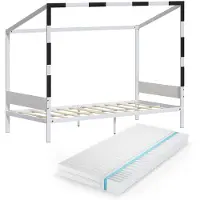 VitaliSpa Kinderbett Goal Weiß/Schwarz 90x200 mit Matratze, Model 62986