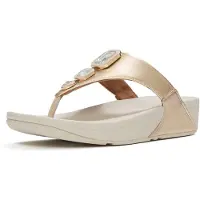 FitFlop Lulu Metallic Zehenstegsandalen mit auffälligen Kristallen GOLD 40