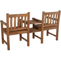 CLP Gartenbank Lior mit Tisch wetterfest Teakbank und Gartensessel 2er Set in einem - teak