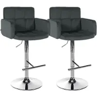 CLP 2er Set Barhocker Los Angeles Samtbezug höhenverstellbar drehbar bis 150 kg | Farbe dunkelgrau Gestell Farbe chrom