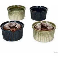MamboCat 4er Set Chef Soufflé Schälchen 160ml Ø9,5cm Mint Blau Steingut Mini-Backform