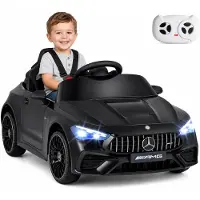 Costway 12V Kinder Elektroauto, Mercedes-AMG Kinderauto mit LED, 2,4G-Fernbedienung, Musik & Hupe, Elektroauto bis 25kg, Kinderfahrzeug für Kinder 3+