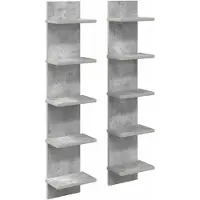vidaXL Wandregal 2 stk. Betongrau 22 x 15 x 100 cm Holzwerkstoff
