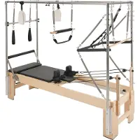 SUGIFT Pilates Reformer Maschine aus Holz für Fitnessstudio zu Hause, Krafttrainingsgerät mit doppeltem Widerstand & Reformer-Box & Sprungbrett, für Fortgeschrittene und Anfänger, bis zu 181,44 kg
