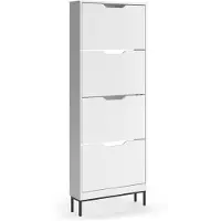 Vicco Schuhkipper Luca, Weiss/Schwarz, 59 x 157.5 cm mit 4 Kippfächern
