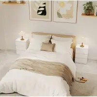 STILVORA Nachttische 2er-Set Holz Weiß 40x30x59,5 cm mit 3 Schubladen