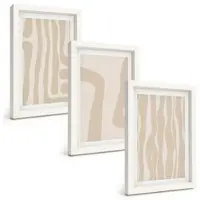 Tulup BILDER SET 3er Set - 20x30 cm Weißer Rahmen - Abstrakte Boho-Muster
