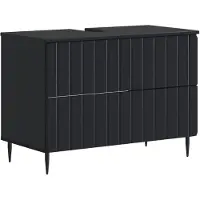 vidaXL 2-teiliges Badezimmer Schrank Set ZWOLLE Schwarz Holzwerkstoff