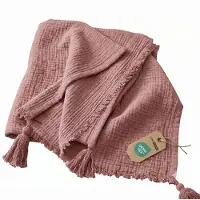 Homescapes WOHNDECKE Musselin rosa mit Quasten