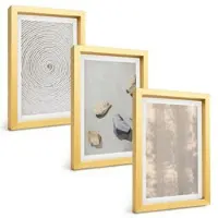 Tulup BILDER SET 3er Set - 20x30 cm Goldrahmen - Boho-Naturtexturen und -Strukturen