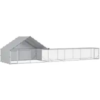 vidaXL Hühnerstall mit Dach und Hof 2 Stk. Silber 8 x 2 x 1,9 m