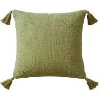 Homescapes DEKOKISSEN Musselin salbei mit Quasten, 45/45 cm