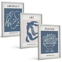 Tulup BILDER SET 3er Set - 40x60 cm Silberner Rahmen - Matisses stilvolle abstrakte Muster