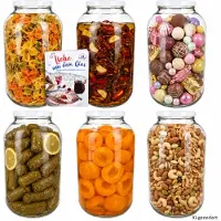 MamboCat 6er Set Einmachglas 4,25L Vorratsglas TO100 Deckel weiß Rezeptheft Einkochen