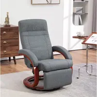 OKWISH Relaxsessel aus Polyester in Grau mit 135°-Liegefunktion, 360° drehbar und Eukalyptusholz-Basis