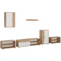 Vicco Wohnwand Berno Goldkraft Eiche/Weiß 6-teiliges Set, Model 59213