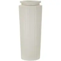 Mauro Ferretti Moderne hohe Vase aus cremefarbenem MGO – Ø 32 x 80 cm, schlankes Design mit vertikaler Rippenstruktur – Dekorative Vase für den Innenbereich