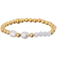 Alisia - Gold-plated beaded ring with real pearl AL4815-Oro - Circuit: 53 mm