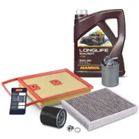 BESTPRICE Inspektionspaket Set B + 5l 5W-30 Motoröl [Hersteller-Nr. 41846224] für VW, Audi, Skoda, Seat
