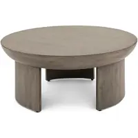 Idimex Couchtisch KUMASI rund 90 cm aus Mangoholz, Grau - Beistelltisch mit sichtbarer Maserung, ideal für Wohnzimmer, robuste Verarbeitung, skulpturale Optik, natürliches Design