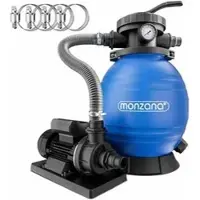 Monzana Sandfilteranlage 100938, Manometer, 400 W, 10.200 l/h, Pools bis 35.000 Liter, Schlauchanschluß Ø 32mm, 7-Wege-Ventil