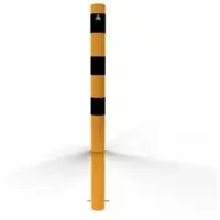SCHAKE Absperrpfosten 489BG+2, 2 Ösen, schwarz/gelb, Metall, zum Einbetonieren, 8,9 x 130cm, starr
