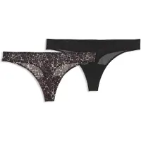 Puma String "WOMEN ANIMAL MESH STRINGS", Damen, Gr. XL, schwarz combo, Obermaterial: 90% Polyamid, 10% Elasthan, Unterhosen String