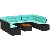 vidaXL Gartensofa-set 10 stk. Schwarz Poly-Rattan