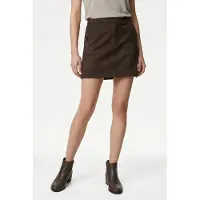 Vero Moda Lederimitatrock "VMDONNADINA FAUXSUEDE SHORT SKIRT", Damen, Gr. XL, braun (coffee bean), Web, Obermaterial: 90% Polyester, 10% Elasthan, unifarben, kurz, Röcke Lederimitatrock, Materialmix