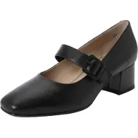 Caprice Damen Mary-Jane Leder Pumps mit Blockabsatz 9-22301-47, Größe:37 EU, Farbe:Schwarz