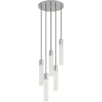 QAZQA Designer-Pendelleuchte Chrom mit geripptem Glas 5-flammig - Walcott