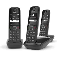 Gigaset AS690 Trio, DECT-Telefon, Kabelloses Mobilteil, Freisprecheinrichtung, 100 Eintragungen, Anrufer-Identifikation, Schwarz