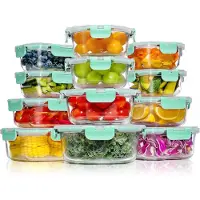 YASHE Glas-Frischhaltedosen LN-12PCS, 12 Behälter, 6,75 L, Grün