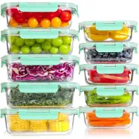 YASHE Glas-Frischhaltedosen LN-10pcs, 10 Behälter, 7,05 L, Grün