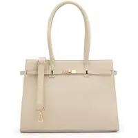 Manfield Beigefarbene Schultertasche aus Leder | Größe Onesize