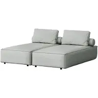 WFL GROUP Gartenliege 2 Personen Outdoor – Chaiselongue Garten für Terrasse, Balkon & Wintergarten – Freistehendes Doppeliege – Pflegeleichter Kunstleder-Bezug – Lorento, EU - Hellgrau