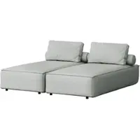 WFL GROUP GARTENLIEGE Lorento 2er-Set Outdoor Polster-Doppelliege, Hellgrau Kunstleder 184/73/195 cm