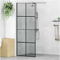 vidaXL Walk-in Duschwand Schwarz 80 x 195 cm Gehärtetes Glas