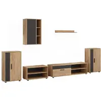 Vicco Wohnwand Berno Goldkraft Eiche/Anthrazit 6-teiliges Set, Model 59209